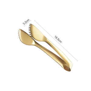 304 Stainless Steel Serrated Tongs Gold Clamp Kitchen Gadgets