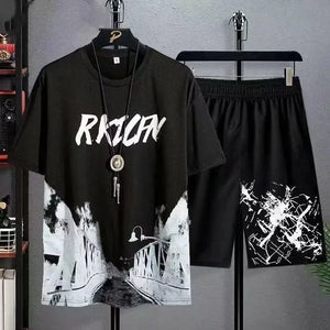 Summer Men's Manga Graffiti Tees Set