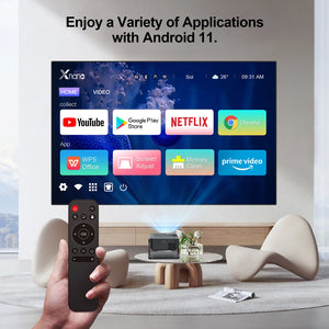 Mini Smart Projector with Native 720P Support 4K Decoding Dual WiFi 6 Wireless 5 Portable Cinema Projector for Home Theater