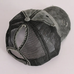 Distressed Ponytail Baseball Cap