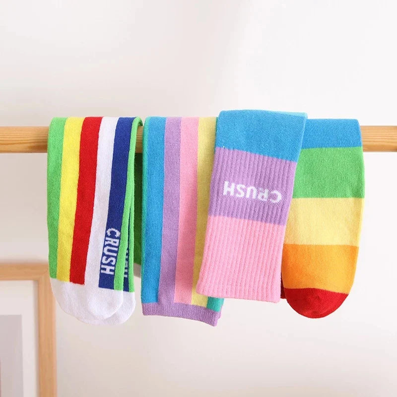 Colorful Embroidered Knee High Socks for Girls