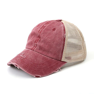 Distressed Ponytail Baseball Cap