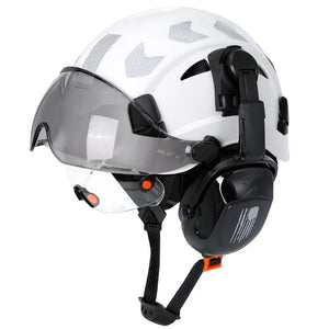Total Head Protection: Safety Helmet with Visor and Earmuffs