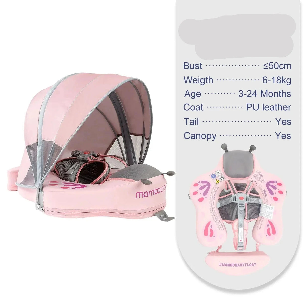 Float 2 Canopy & Chest Support for Safe & Fun Baby Swimming
