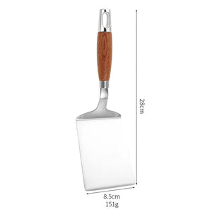 Stainless Steel Spatula with Wooden Handle for Cooking, BBQ, Pizza, Pancakes, Steak, and Scraper