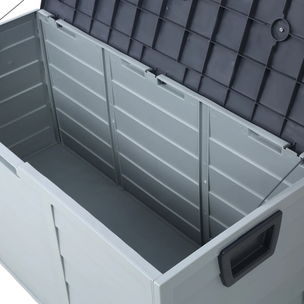 All Weather UV Resin 75 Gallon Outdoor Deck Box with Wheel Patio Backyard Storage Bin for Cushions Garden Tools Pool Toys