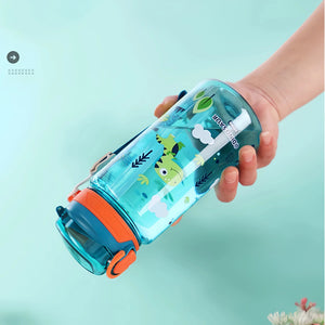 600ml Dinosaur Water Bottle with Silicone Straw
