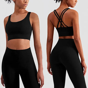 Yoga Workout Set Push Up Bra Leggings