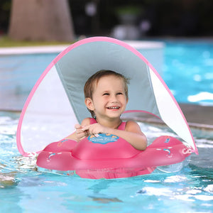Sun Protection and Fun Inflatable Baby Swim Ring with Canopy
