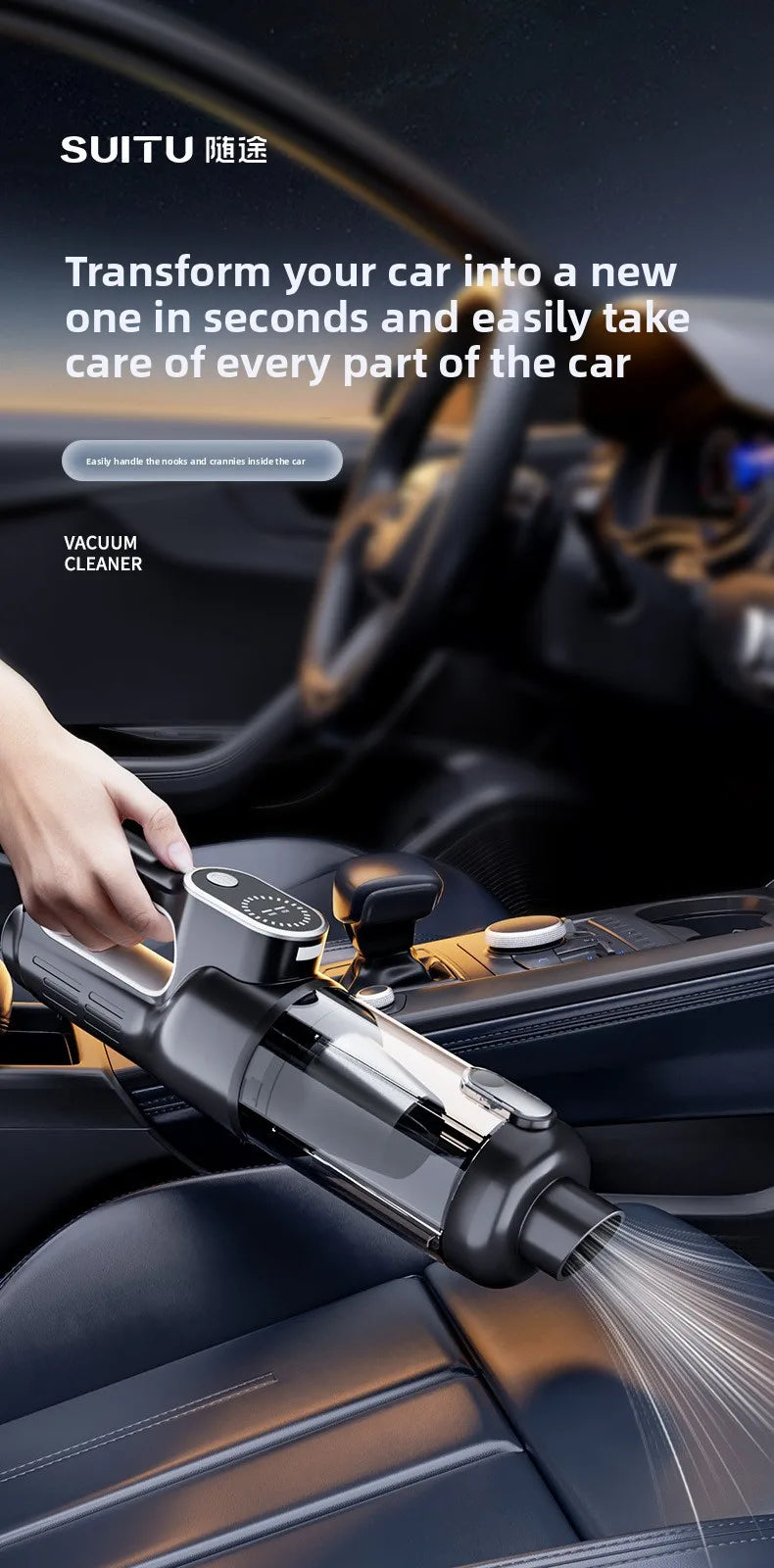 65000RPM Portable Car Vacuum Cleaner Wireless Handheld Mini Wet Dry Silent Powerful for Auto Cleaning