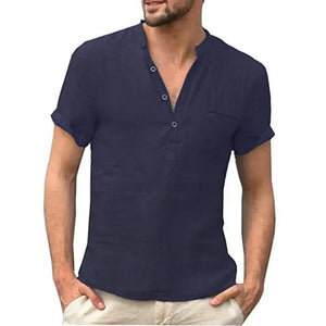 Men's Cotton Linen T-Shirt - Breathable Casual Tee