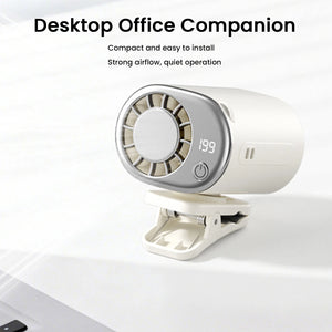 Hands-Free Hanging Neck Fan USB Rechargeable Desk Fan with LED Display 199 Speeds Adjustable for Camping Outdoor