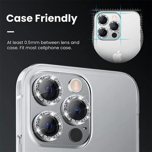 Diamond Camera Case For iPhone 14 13 Pro Max 12 Pro Max Camera Lens Protector Cover For iPhone11 Pro 12Pro Tempered Glass HD Clear Tempered Glass Camera Protector