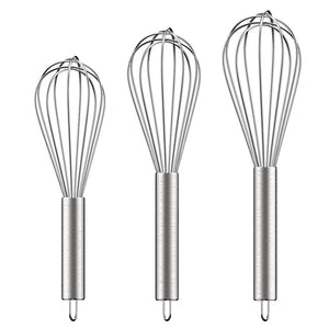 Stainless Steel Whisk Set - 3 Pack (8/10/12 Inch) Balloon Egg Beaters