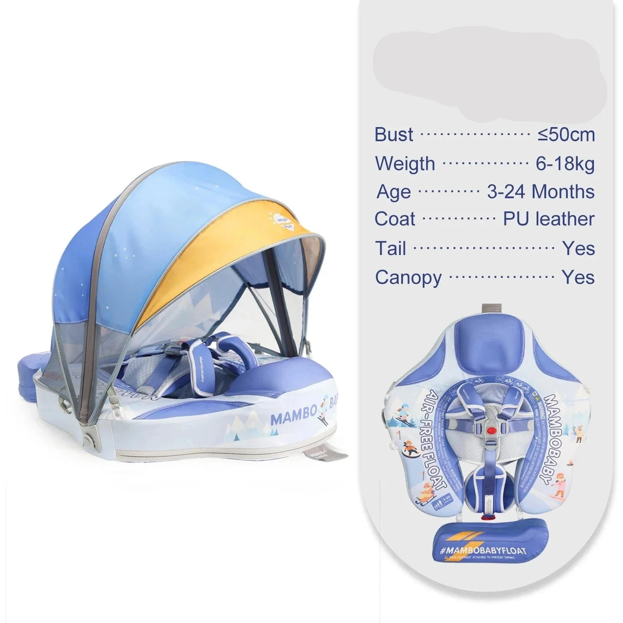 Float 2 Canopy & Chest Support for Safe & Fun Baby Swimming