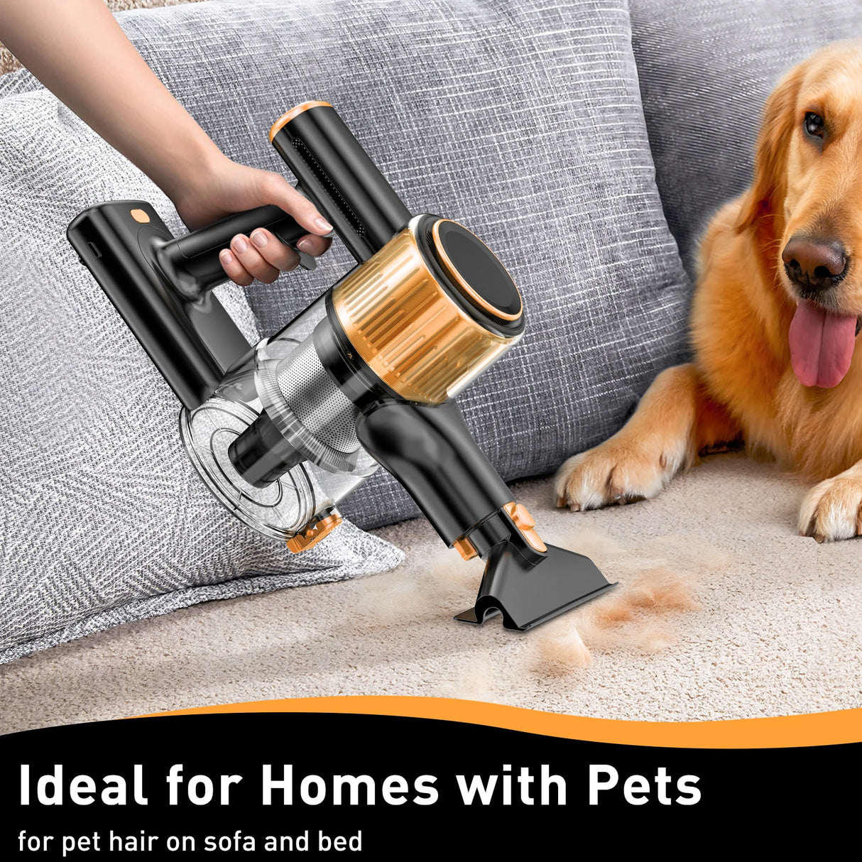 Cordless Vacuum Cleaner 8 in 1 Powerful Suction Lightweight,LED Display,45Mins Detachable Battery Vacuum for Floor/Carpet/Pet