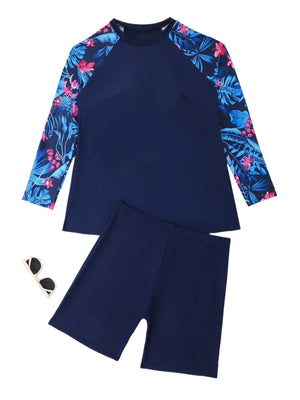 Plus-Size Long-Sleeve Surfing Suit: Women's 2-Piece Swimwear