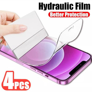 4PCS for IPhone 12 11 13 Pro Max Full Cover Film Screen Protectors Protective Film for IPhone 14 Pro X XR XS MAX 7 Plus Easy Installation Bubble Free HD Clear Scratch Resistant Anti-Fingerprint Tempered Glass Film