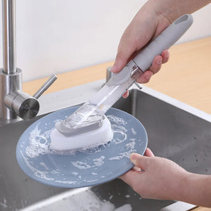 Automatic Liquid-Filling Dishwashing Brush with Long Handle