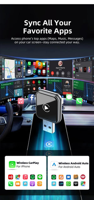 Vyvylabs Upgraded Wireless Carplay Adapter Convert Wired to Wireless Carplay Adapter Fast Auto Connection for iPhone Android Device