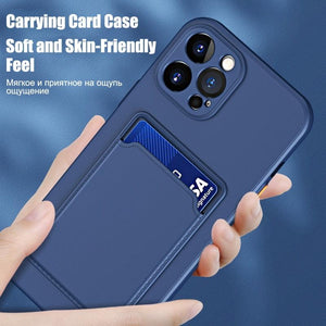 White Soft Wallet Card Holder Phone Case For iPhone 11 12 13 Pro Max Camera Protective Case Wallet Holder Cover Soft Portable Silicone Back Cover Durable Phone Case