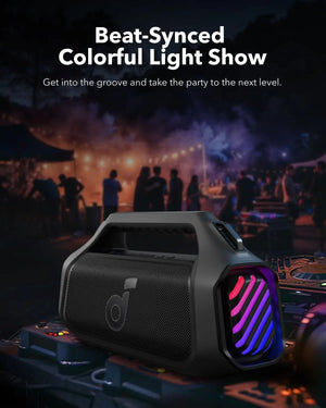 Boom 2 Plus Portable Speaker By Anker, 140W, 2+2 Channel, BassUp 2.0, 20H Playtime, Fast Charge, IPX7 Waterproof, RGB Lights, Po