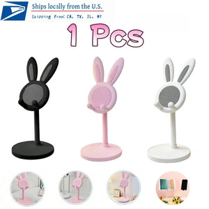 Cute Bunny Phone Stand, Adjustable Universal Desk Mount for Smartphones, Kawaii Animal Decor for Home Office, Lovely Gift for Gi