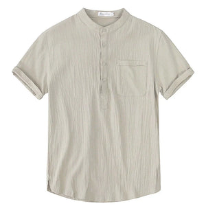 Men's Cotton Linen T-Shirt - Breathable Casual Tee