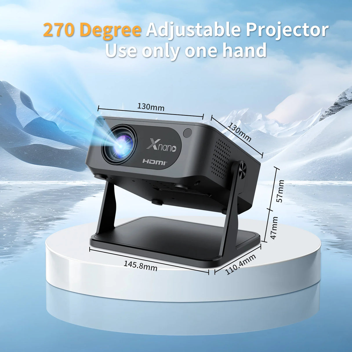 Mini Smart Projector with Native 720P Support 4K Decoding Dual WiFi 6 Wireless 5 Portable Cinema Projector for Home Theater