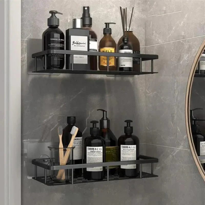 Easy Mount Bath Organizer: No-Drill Wall-Mounted Shelves