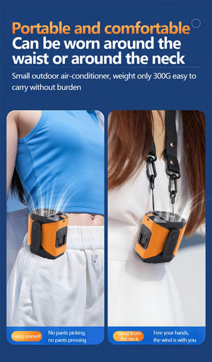 Portable Waist Fan 10000mAh with Power Bank LED Lighting Hanging Neck Fan 5 Speed Strong Airflow Cooling Fan for Outdoor Working