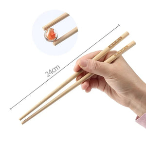 Bamboo Chopsticks Set Chinese Blessing Engraved Solid Wood Lacquerless Waxless Original Wood Moldproof Anti-slip Tableware