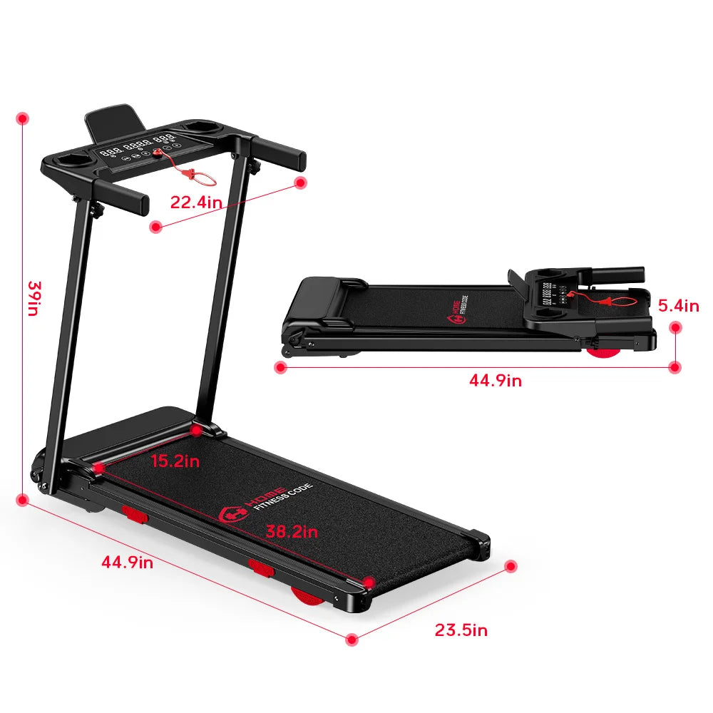 Folding Treadmill with incline Portable Treadmills Home with HandleBar,Walking Pad Foldable 3.0HP Quiet Brushless LED Dispay