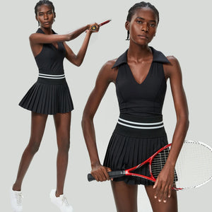 Women's Summer Two Piece Set  High Waisted Mini Skirt & Backless Sports Bra