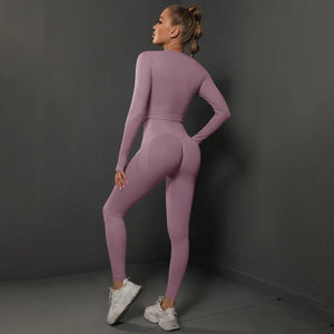 Seamless Yoga Set High Waisted Leggings Crop Top