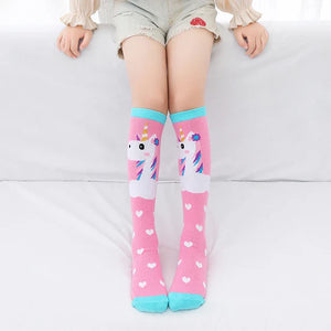 Colorful Embroidered Knee High Socks for Girls