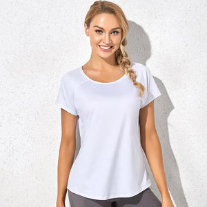 Women's Short Sleeve Yoga Shirt Breathable  Stretchy Sexy