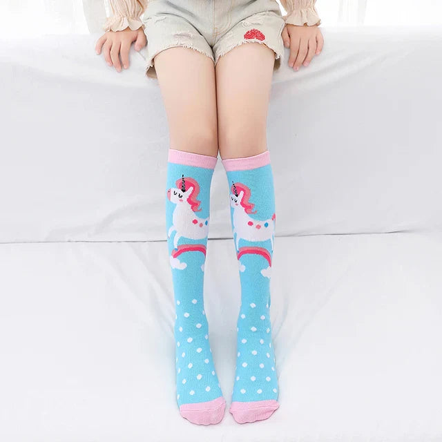 Colorful Embroidered Knee High Socks for Girls