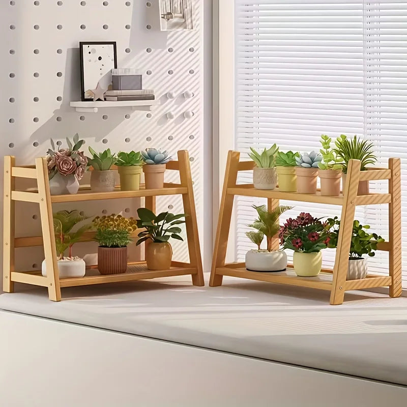 1-Piece (Small) 2-Tier Bamboo Organizer Rack – Multifunctional Storage Shelf for Kitchen, Office, or Bedroom | Arched Design, Bohemian-Style Wood Finish | Ideal for Displaying Coffee Mugs, Plants, Cosmetics, and Wine – Pr