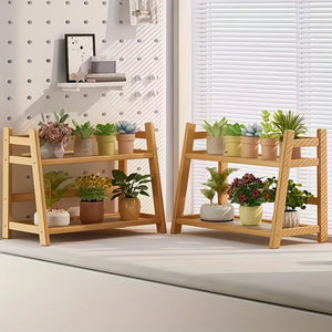 1-Piece (Small) 2-Tier Bamboo Organizer Rack – Multifunctional Storage Shelf for Kitchen, Office, or Bedroom | Arched Design, Bohemian-Style Wood Finish | Ideal for Displaying Coffee Mugs, Plants, Cosmetics, and Wine – Pr