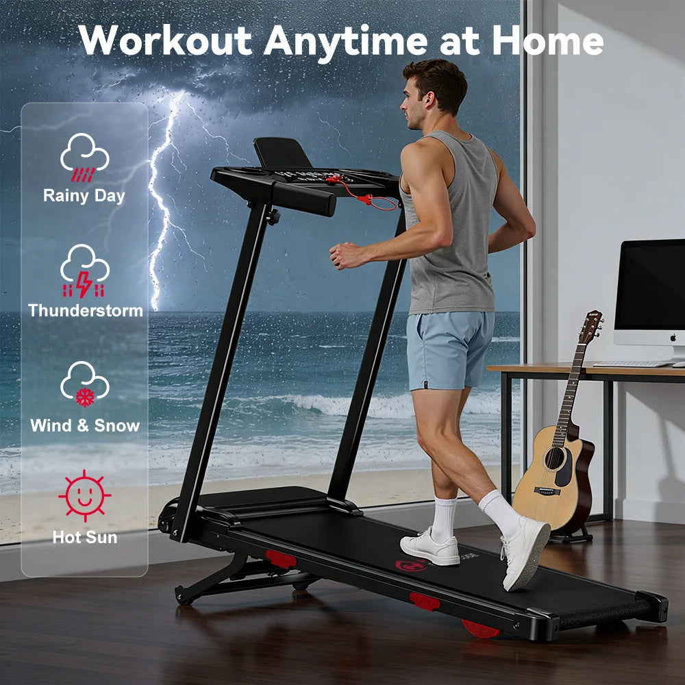 Folding Treadmill with incline Portable Treadmills Home with HandleBar,Walking Pad Foldable 3.0HP Quiet Brushless LED Dispay