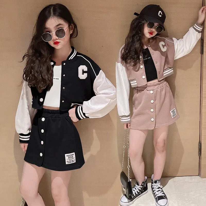 Baseball Jacket and Skirt Set for Teens