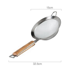 Stainless Steel Fine Mesh Skimmer with Wooden Handle