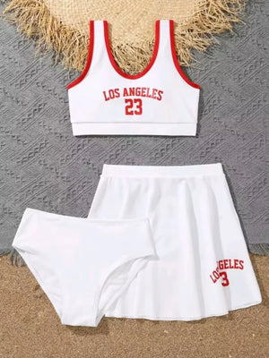 Cute Kids  Bikinis  Red Sets with Skirts