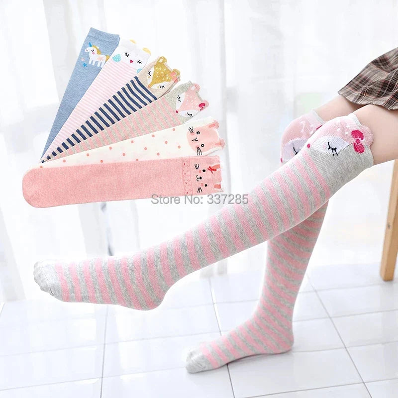 Colorful Embroidered Knee High Socks for Girls