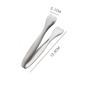 Stainless Steel Heart-Shaped Food Tongs Sugar Ice Cube Clip Grill Clamps Kitchen Tweezer