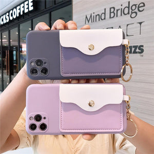 Luxury Wallet Phone Case For iPhone 13 Pro Max 11 12 Pro Max X XR XS 7 8 Plus 13 Mini Soft Silicone Handbag Card  Phone Case Wallet Compatible iPhone Bag Cover