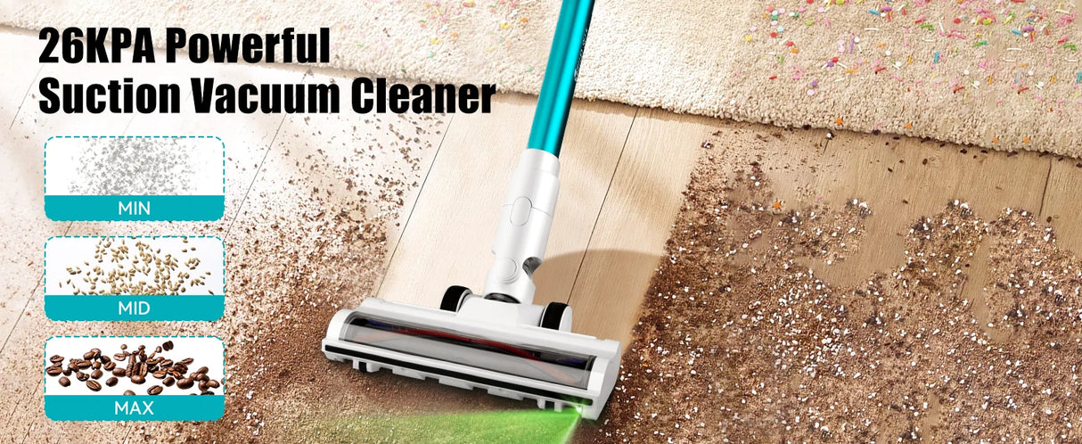 Cordless Handheld Vacuum Cleaner,26000PA,Touch Screen,Smart Dust Sensor,Auto Speed Control for Home Bed Carpet Clean