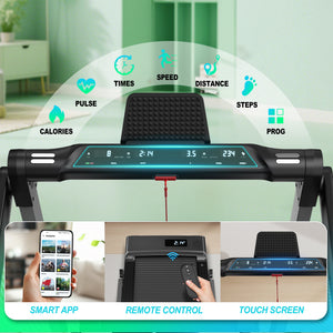 FYSIQ Foldable Treadmill for Home, 1-12 km/h, 3-in-1 Walking Pad with Dual LED Display, 12 Programmes and Remote Control,