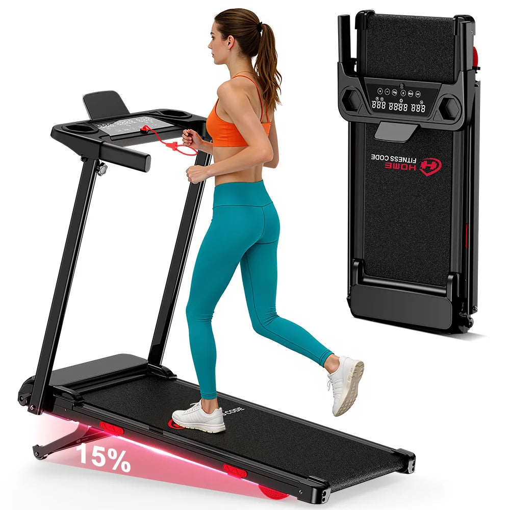 Folding Treadmill with incline Portable Treadmills Home with HandleBar,Walking Pad Foldable 3.0HP Quiet Brushless LED Dispay